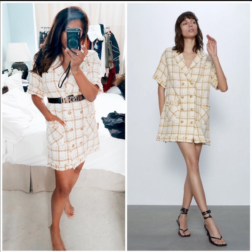 ❌SOLD❌ Zara tweed mini dress with buttons